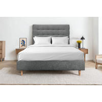 KOPFTEIL gepolstert - Gesteppt – Anthrazitgrauer Stoff - 140 cm - Beige/Anthrazit, Karton/Holz (140/120/10cm) - Sommeil de Plomb