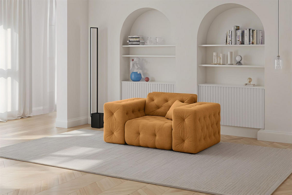 SOFASET Chantal In Moly - Orange, Holzwerkstoff/Textil (251/78/96cm) - Fun Möbel