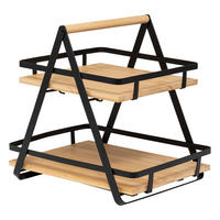ARBEITSPLATTENREGAL 2-stufig Ordera 30,5/22,5/29 cm - Schwarz, Naturmaterialien (22.5/29/30.5cm) - 5five Simply Smart