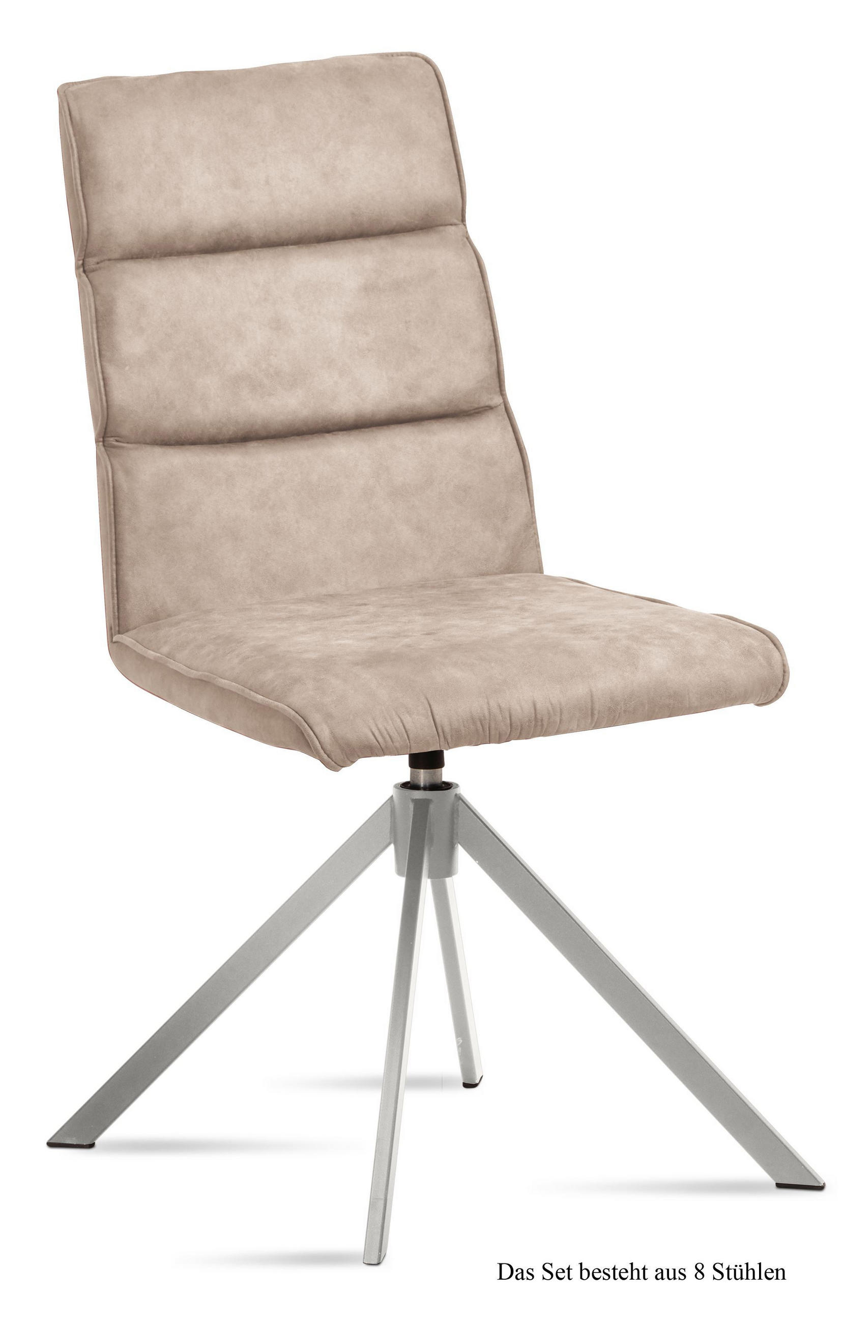 ESSZIMMERSTUHL drehbar (8er-Set) Dulcea 47x92x60 Edelstahl/Natur - Edelstahlfarben/Naturfarben, Kunststoff (60/92/47cm) - 58aufmkessel
