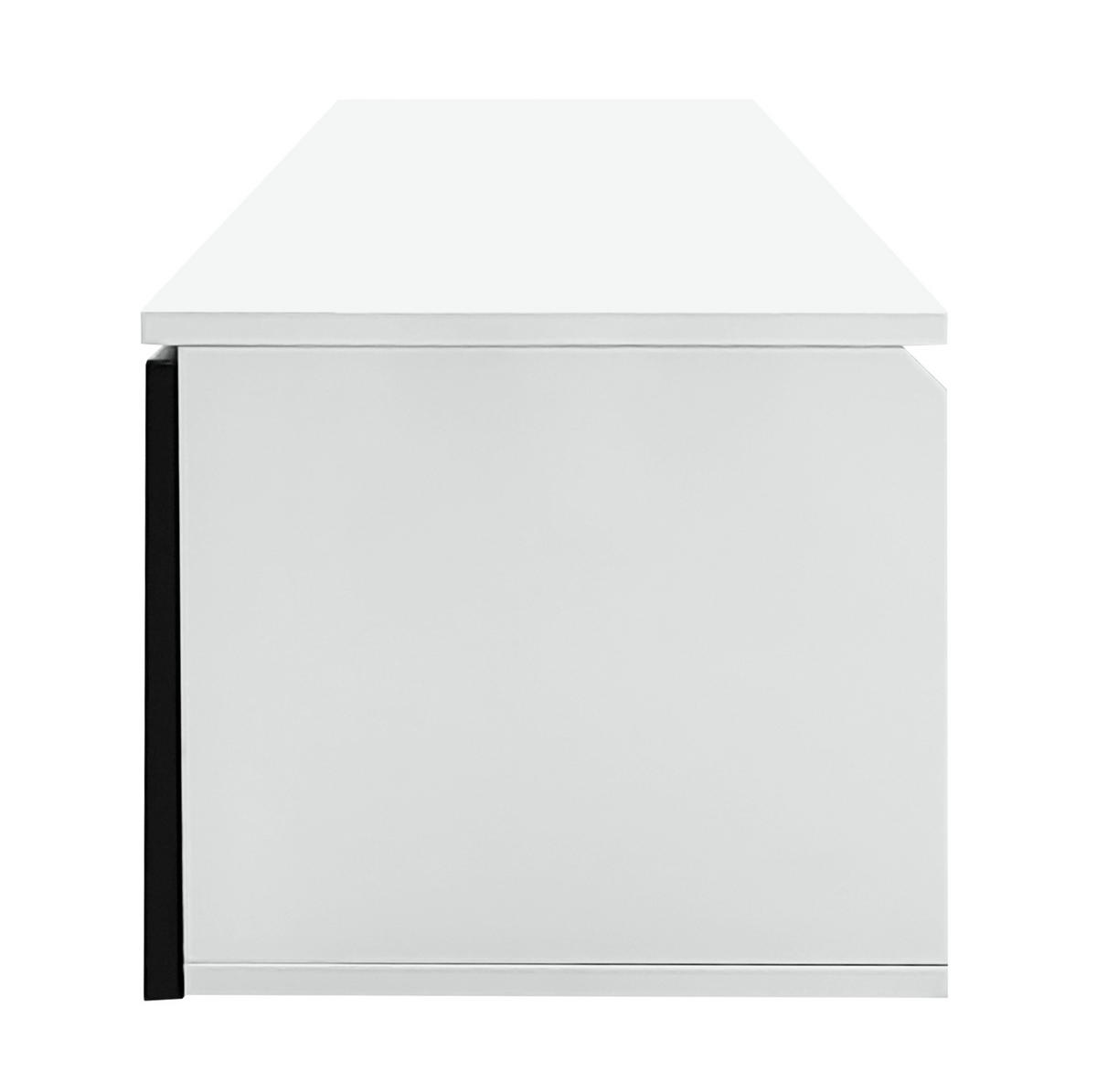 TV-BOARD aus MDF und Spanplatte 180x35x30 cm Schwarz-Weiß mit LED-Beleuchtung, wandmontierbar und mit Dämpfungsscharnieren - Schwarz, Holzwerkstoff (180/30/35cm) - Modfu