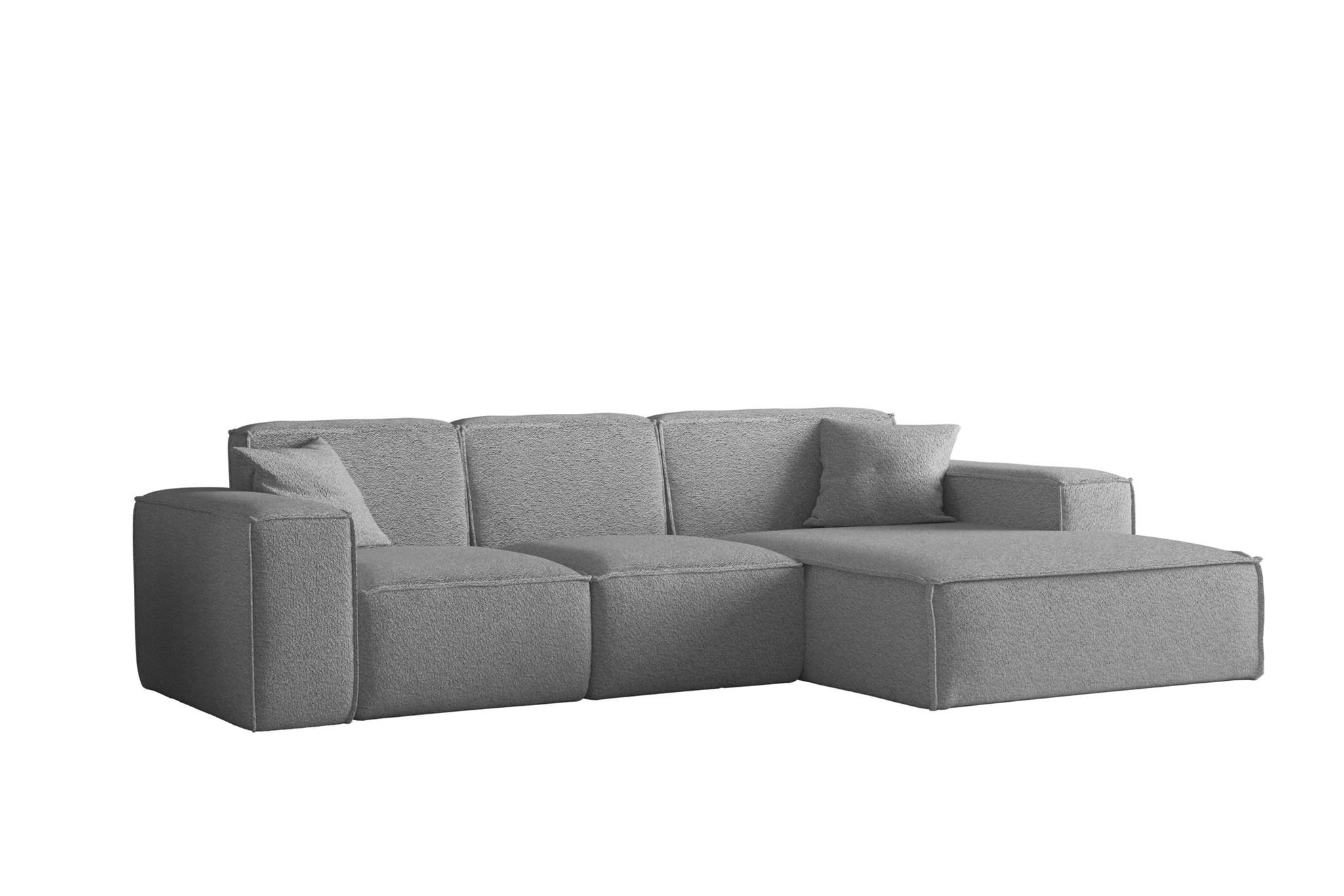 ECKSOFA Ottom Celes Premium Ascot Bukla - Grau, Holzwerkstoff/Textil (266/165cm) - Fun Möbel