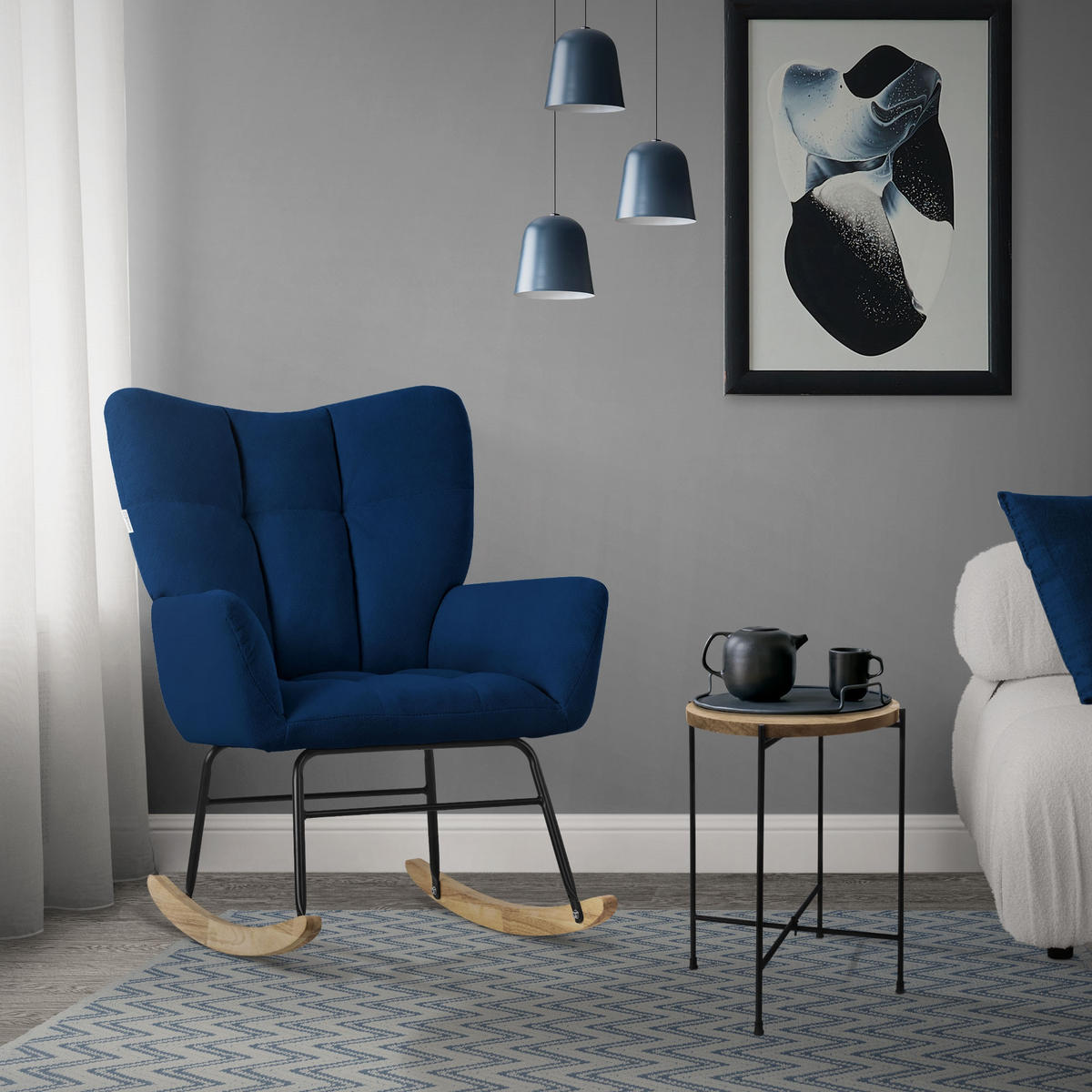 SCHAUKELSESSEL - Dunkelblau, Metall (88/95/69cm) - ML-DESIGN