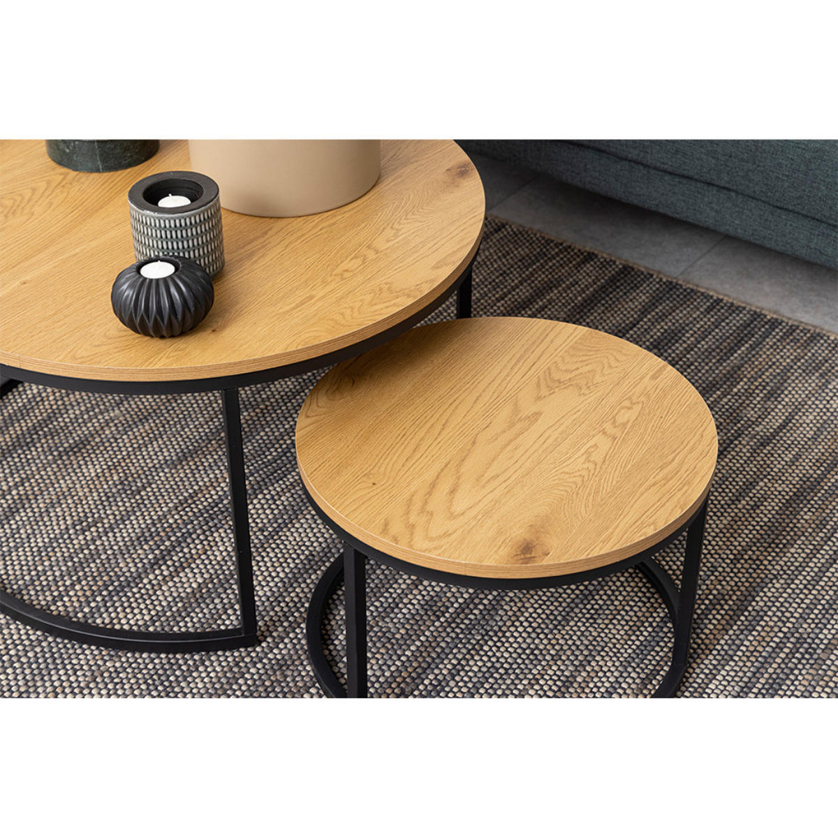 COUCHTISCH ELEGANCE Wildeiche Natur, Schwarz 80 cm - Braun, Holz (80/80/45cm) - riess-ambiente