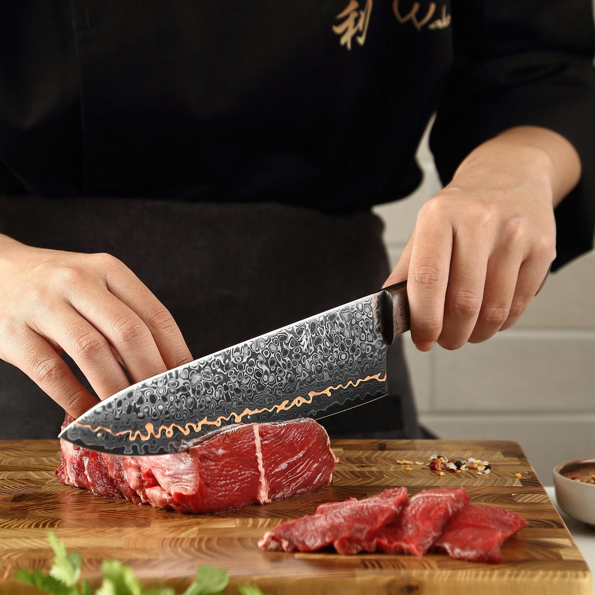 CHEFMESSER 20 cm - Kupferfarben, Holz/Metall (1cm) - Wakoli