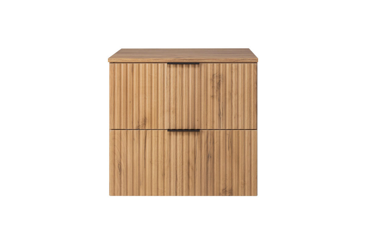BADEZIMMERSCHRANK, Gold Craft Eiche, 60 x 57 x 46 cm, Schwarze Griffe - Eichefarben/Goldfarben, Holzwerkstoff/Kunststoff (60/57/46cm) - 3XE LIVING