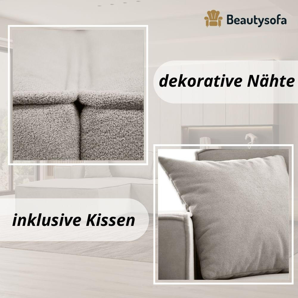 ECKSOFA ohne Schlaffunktion Pedro L beige links - Beige/Schwarz, Kunststoff/Textil (267/170cm) - Beautysofa