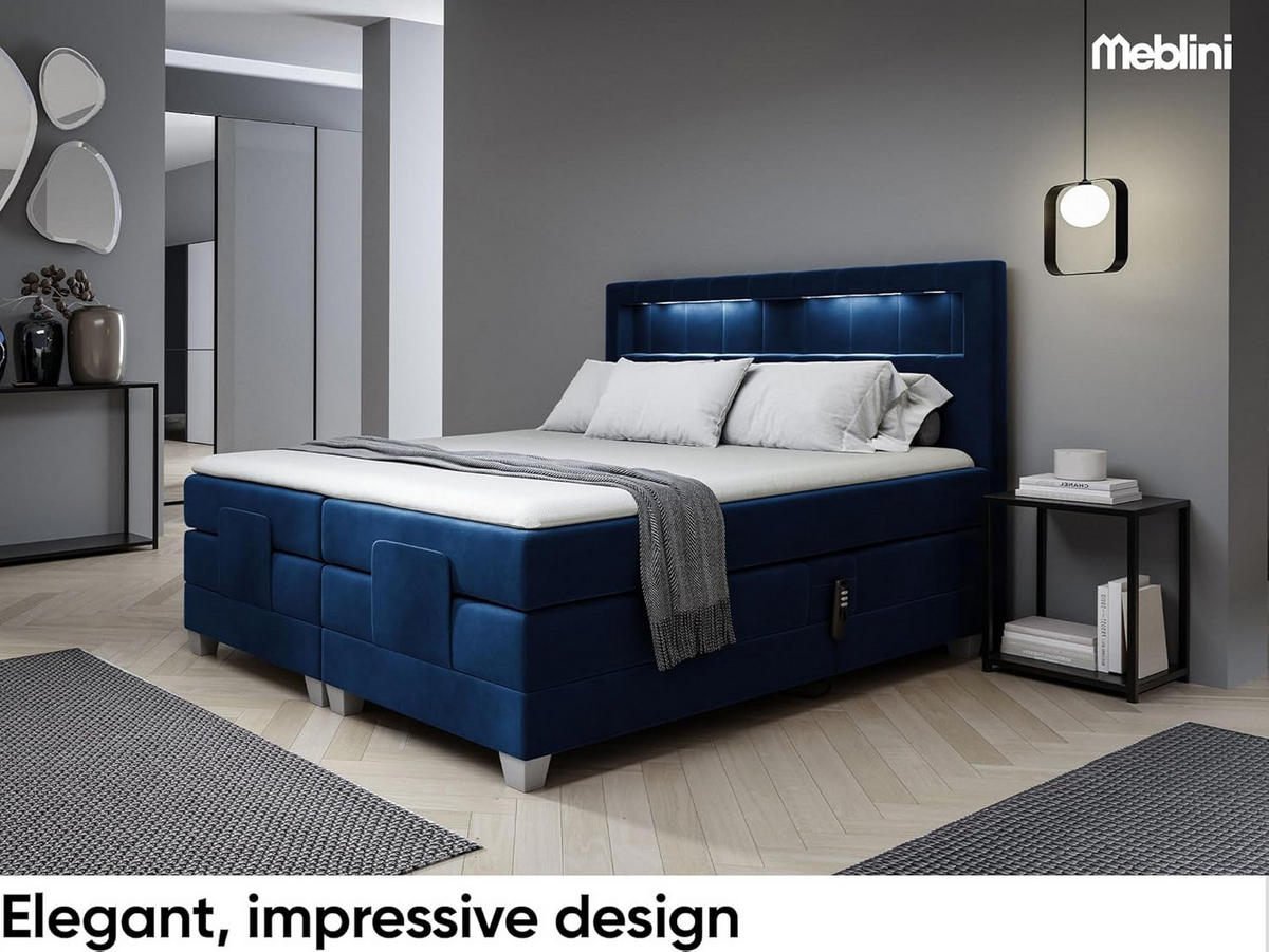 BOXSPRINGBETT ASPERO - Blau, Holzwerkstoff (120/200cm) - Meblini