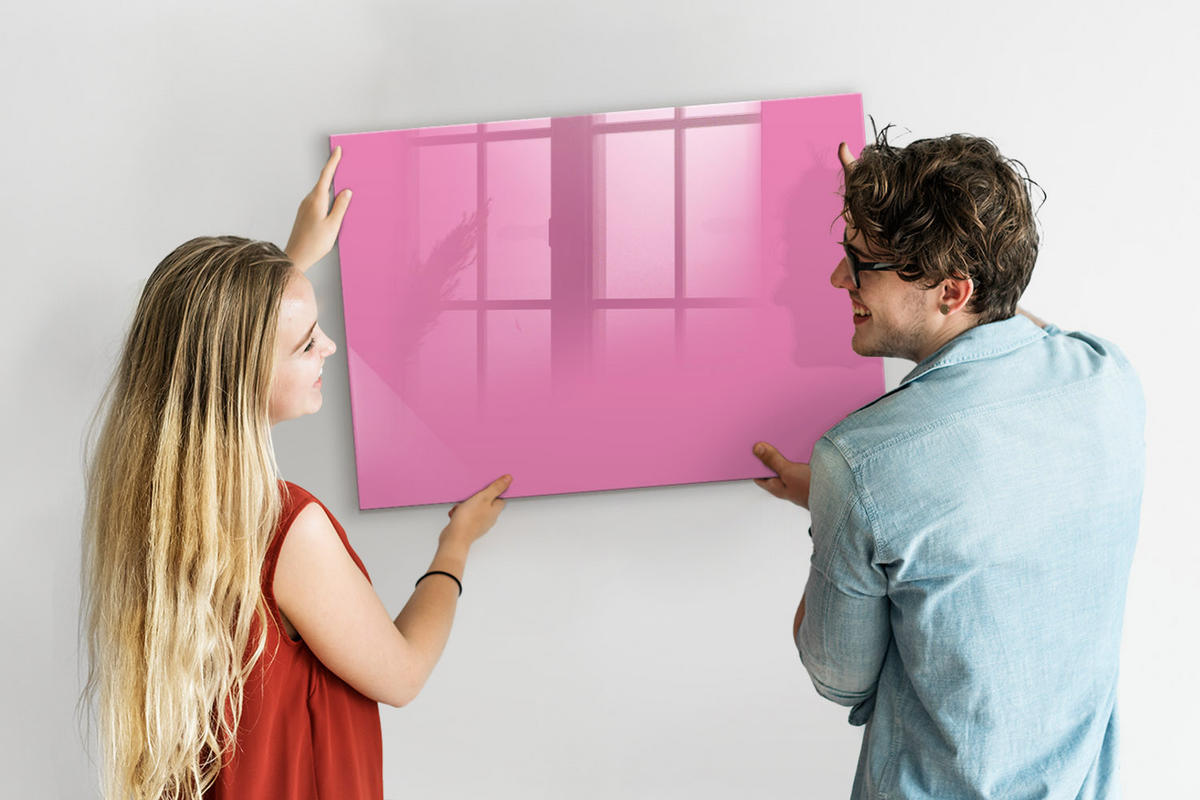 MAGNETTAFEL 100x70 Rosa schwarzer Marker - Pink, Glas (100/0.4/70cm) - TULUP