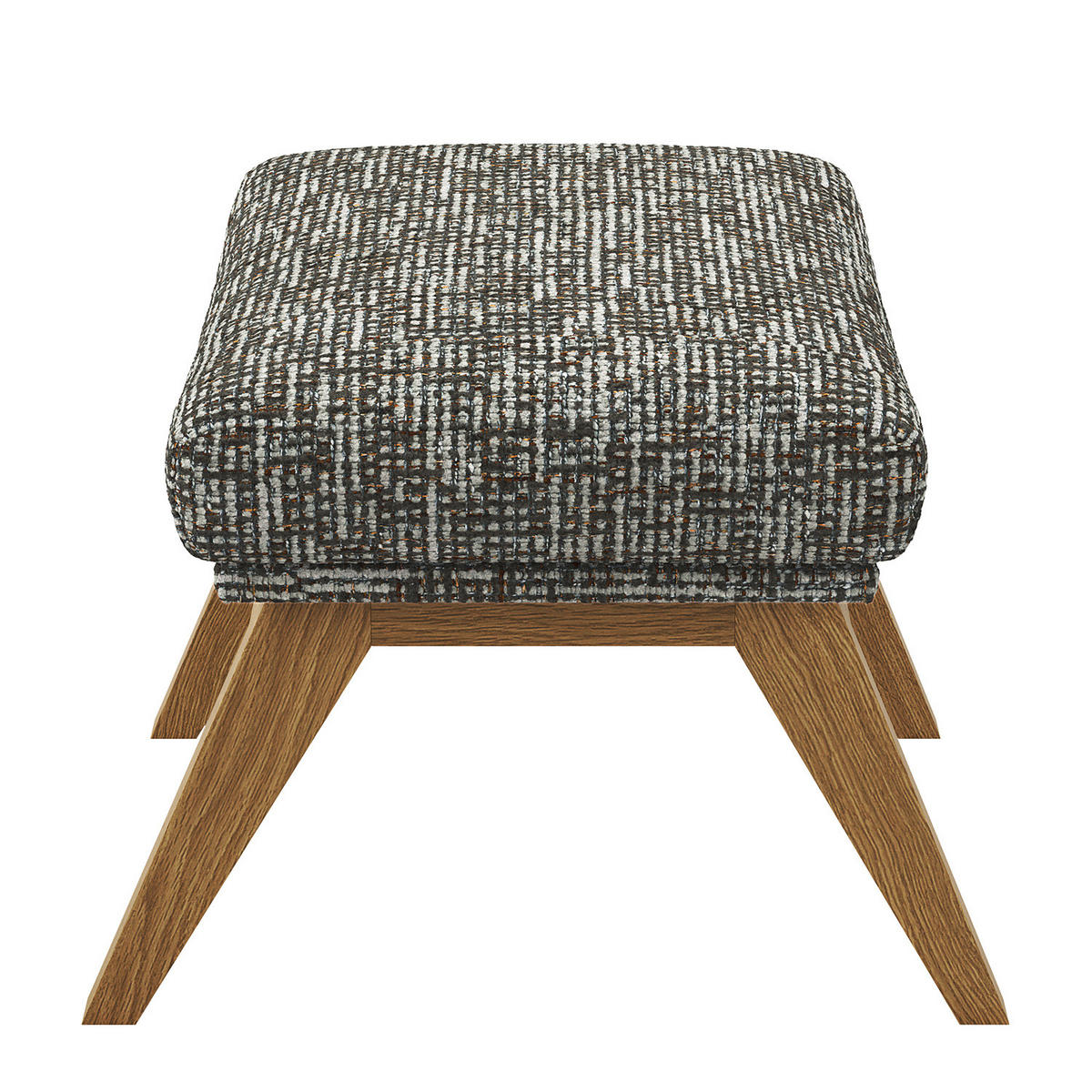 HOCKER mit Holzfüßen - Eichefarben/Grau, Eichenholz/Textil (54/41/41cm) - home24