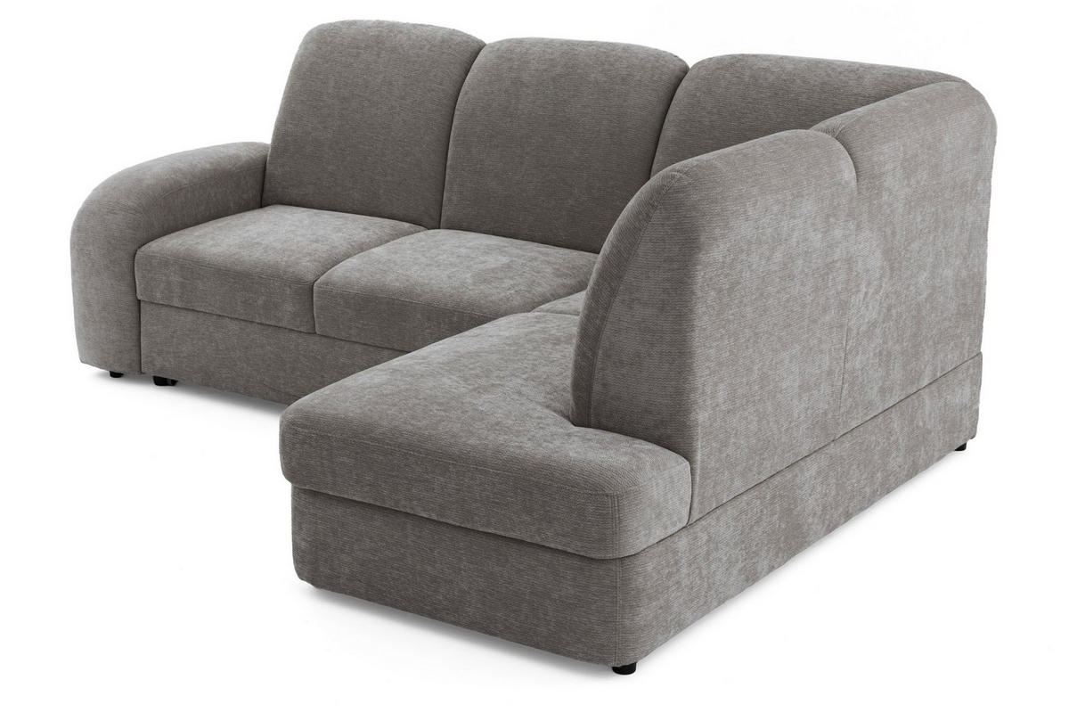 ECKSOFA VIBE L Rechts mit Schlaffunktion 129x205 Chenille Grau - Schwarz/Grau, Holz/Kunststoff (250/186cm) - Muffo