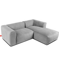 ECKMODULSOFA-RECHTS BUFFO 3/4 Sitzer mit extrem weicher Sitzfläche, Kordstoff, hellgrau - Hellgrau, Textil (237/180cm) - KONSIMO®