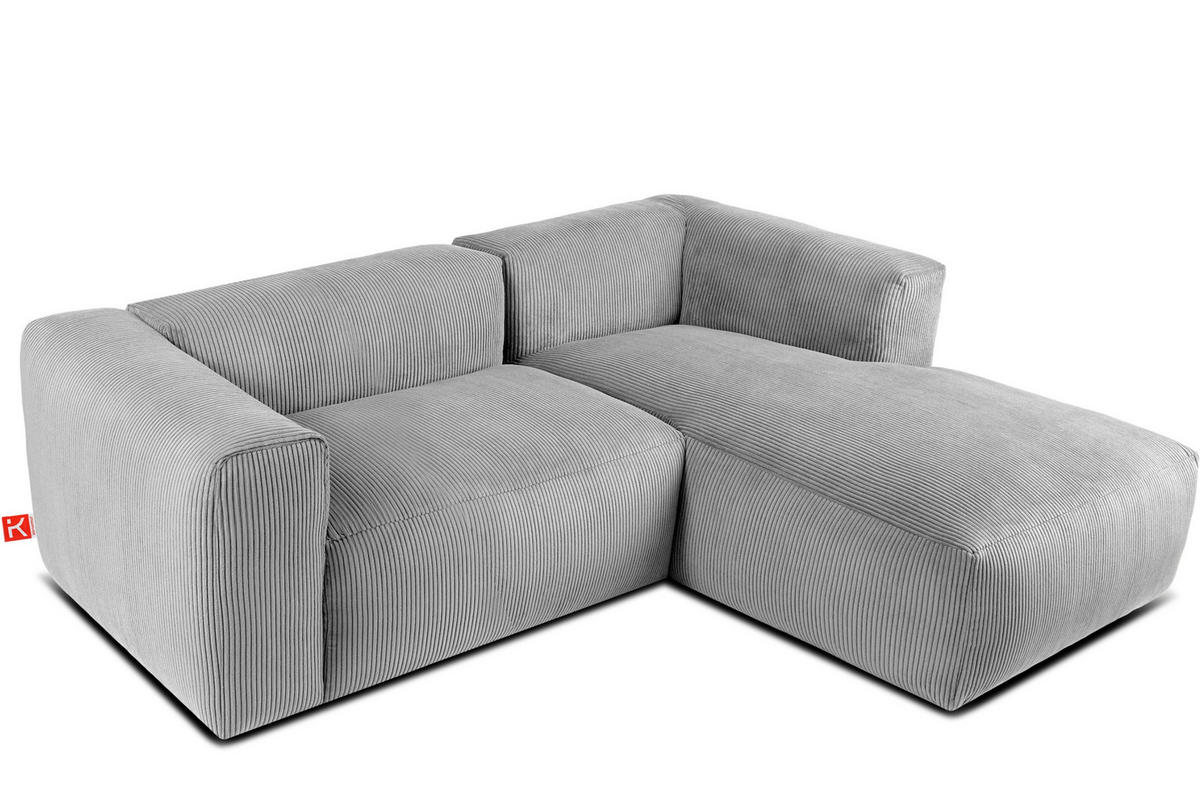 ECKMODULSOFA-RECHTS BUFFO 3/4 Sitzer mit extrem weicher Sitzfläche, Kordstoff, hellgrau - Hellgrau, Textil (237/180cm) - KONSIMO®