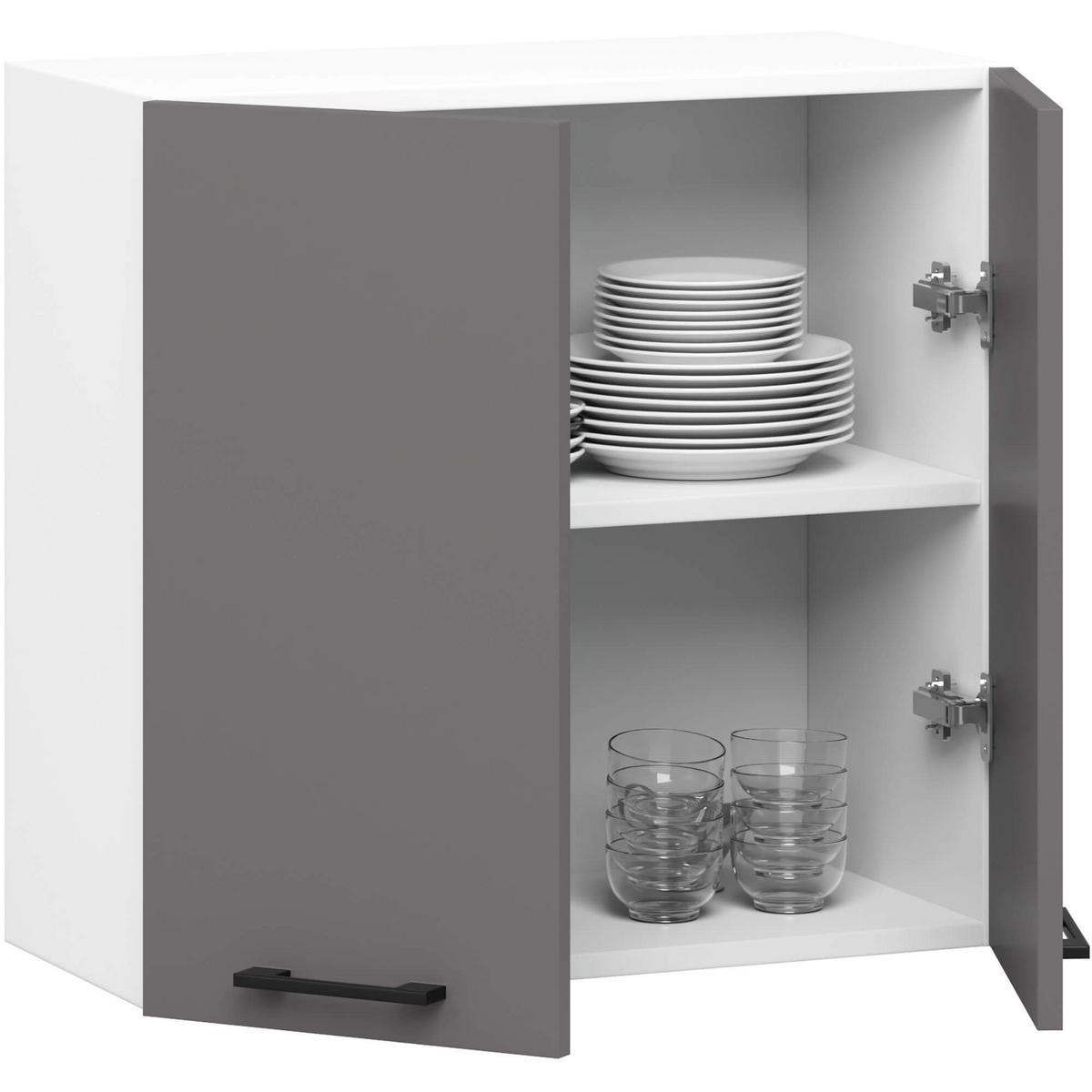 HÄNGESCHRANK Weiß, Graphit Grau 58/60/30 - Graphitfarben/Weiß, Holzwerkstoff (60/58/30cm) - RAUMHIRSCH FURNITURE