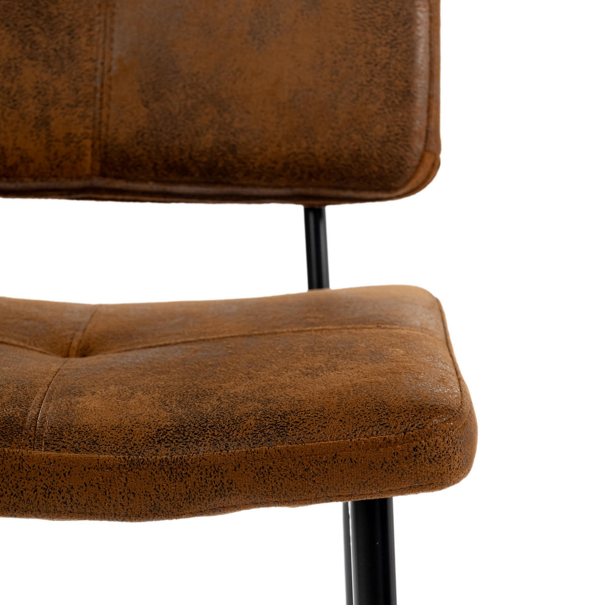 BARHOCKER-SET 4 Stück in Eisen Mikrofaser - Braun, Metall (46.5/104/53cm) - Meubles Cosy