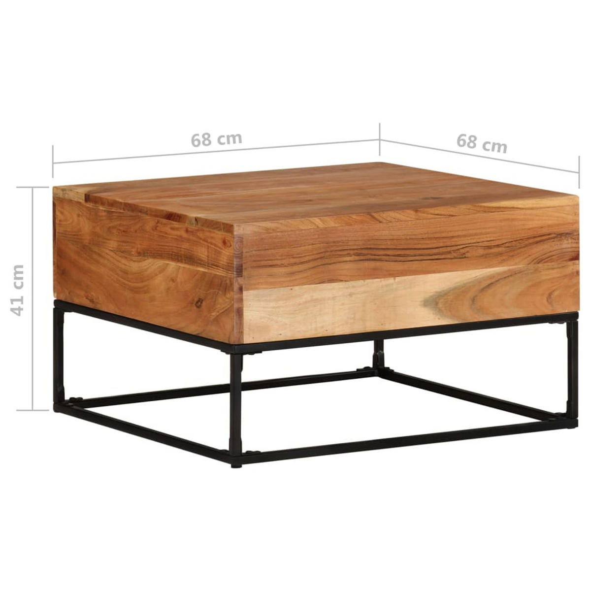 COUCHTISCH 68x68x41 cm Massivholz Akazie - Braun, Holzwerkstoff (68/68/41cm) - furnicato