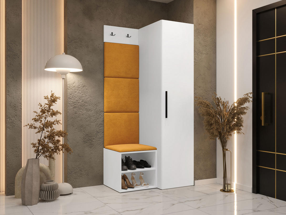 GARDEROBEN-SET Medi III - Schwarz/Orange, Holzwerkstoff/Kunststoff (40/191/50cm) - MIRJAN24