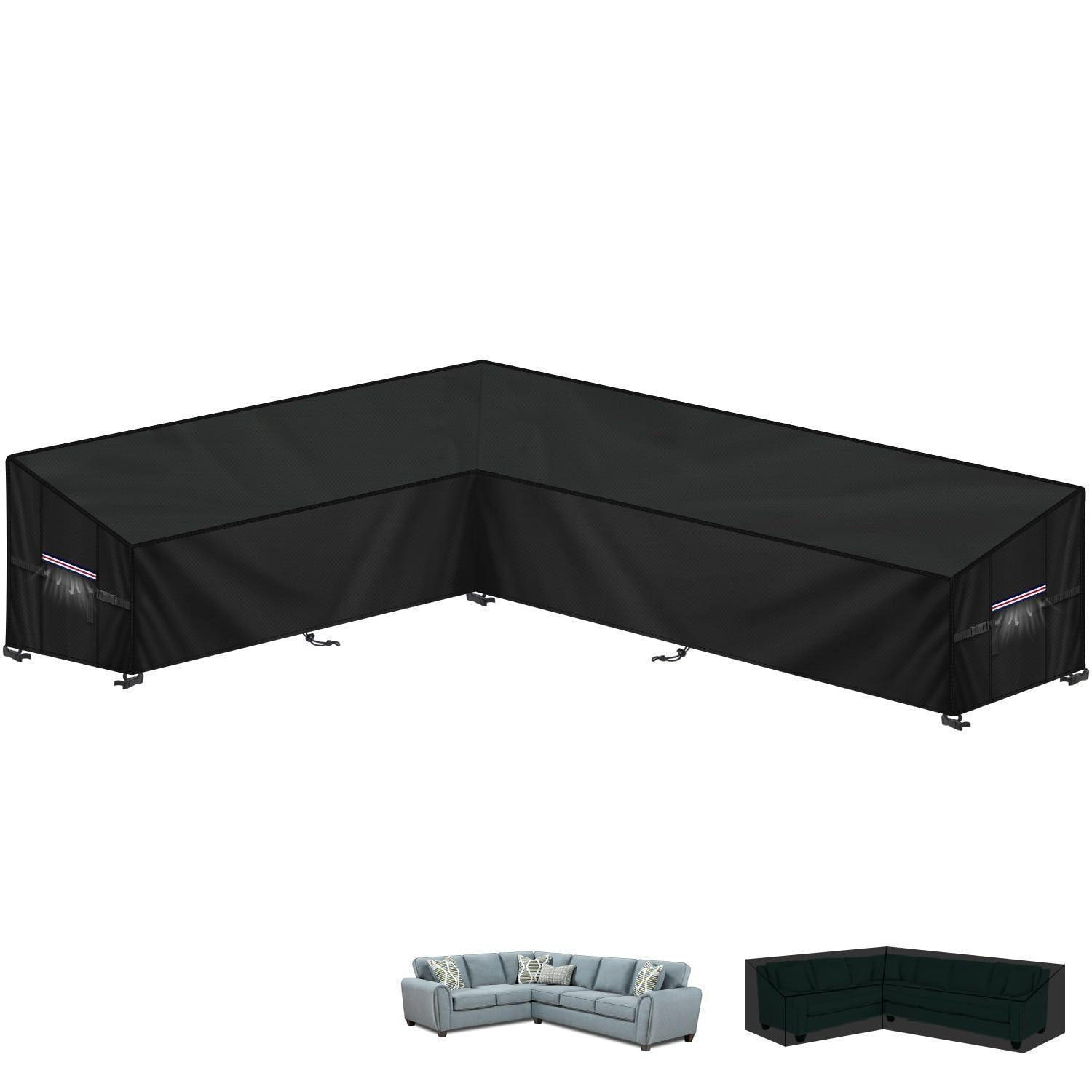 GARTENLOUNGE Abdeckplane L-Form 210x300x102x80/60cm Wasserdicht - Schwarz, Kunststoff (210/102/102cm)