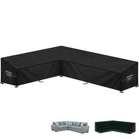 GARTENLOUNGE Abdeckplane L-Form 210x300x102x80/60cm Wasserdicht - Schwarz, Kunststoff (210/102/102cm)