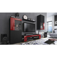 WOHNWAND Movie Absetzungen in Bordeaux Hochglanz - Bordeaux, Holzwerkstoff (300/190/39cm) - Vladon