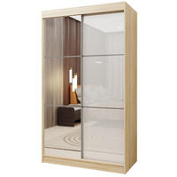 SCHWEBETÜRENSCHRANK VITALE 120/216/61 cm 2-türig mit Spiegel Sonoma Eiche - Weiß/Sonoma Eiche, Holzwerkstoff (120/216/61cm) - MASSENO