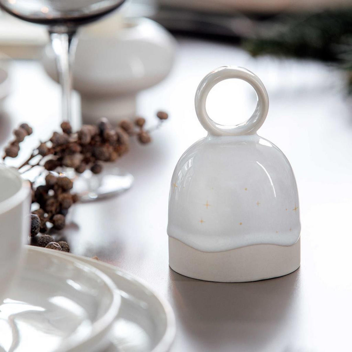 TISCHGLOCKEN Winter Glow beige ø 6,6 cm 6er Set - Beige, Keramik (6.6/9.9/6.6cm) - like.Villeroy & Boch