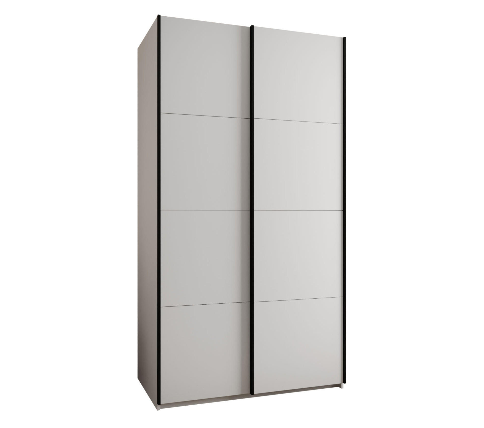 Abiks Möbel Schwebetürenschrank Weiß, Weiß, Schwarz 130x245x64 cm