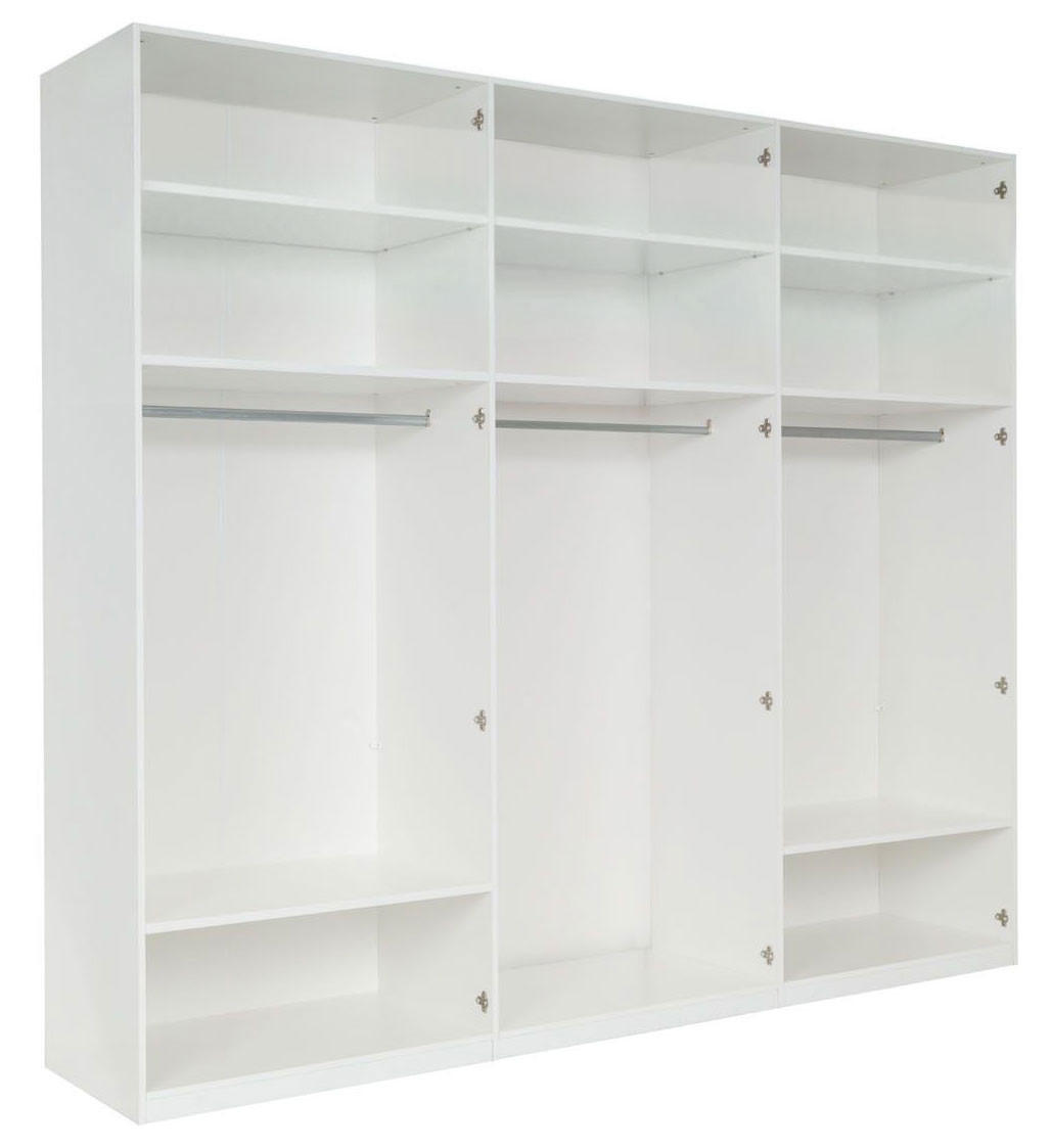 KLEIDERSCHRANK Italia weiß matt / weiß hochglanz 270 / 59 / 237cm - Weiß Hochglanz/Weiß, Holz/Holzwerkstoff (270/237/59cm) - Feldmann-Wohnen