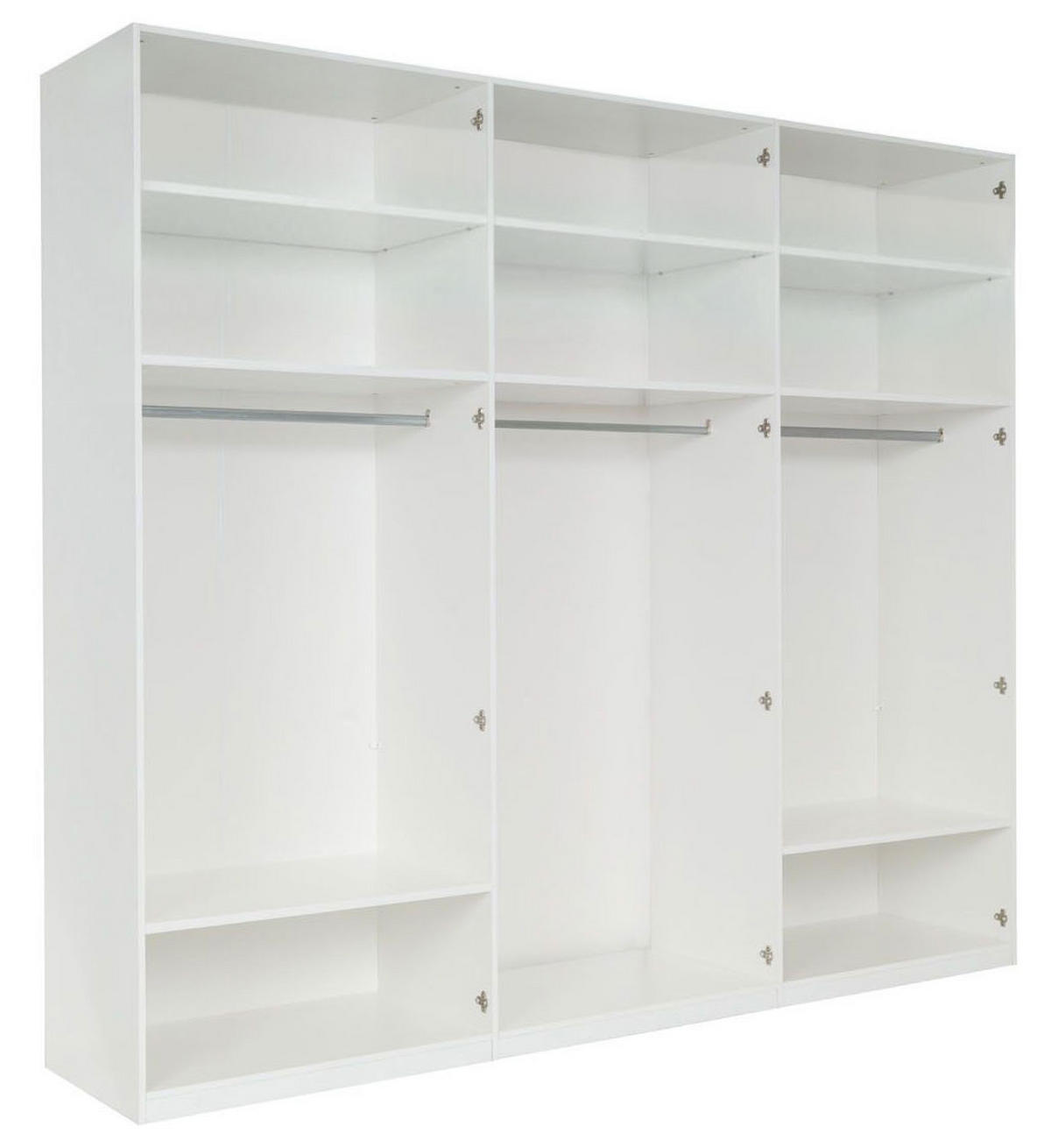 KLEIDERSCHRANK Italia weiß matt / weiß hochglanz 270 / 59 / 237cm - Weiß Hochglanz/Weiß, Holz/Holzwerkstoff (270/237/59cm) - Feldmann-Wohnen