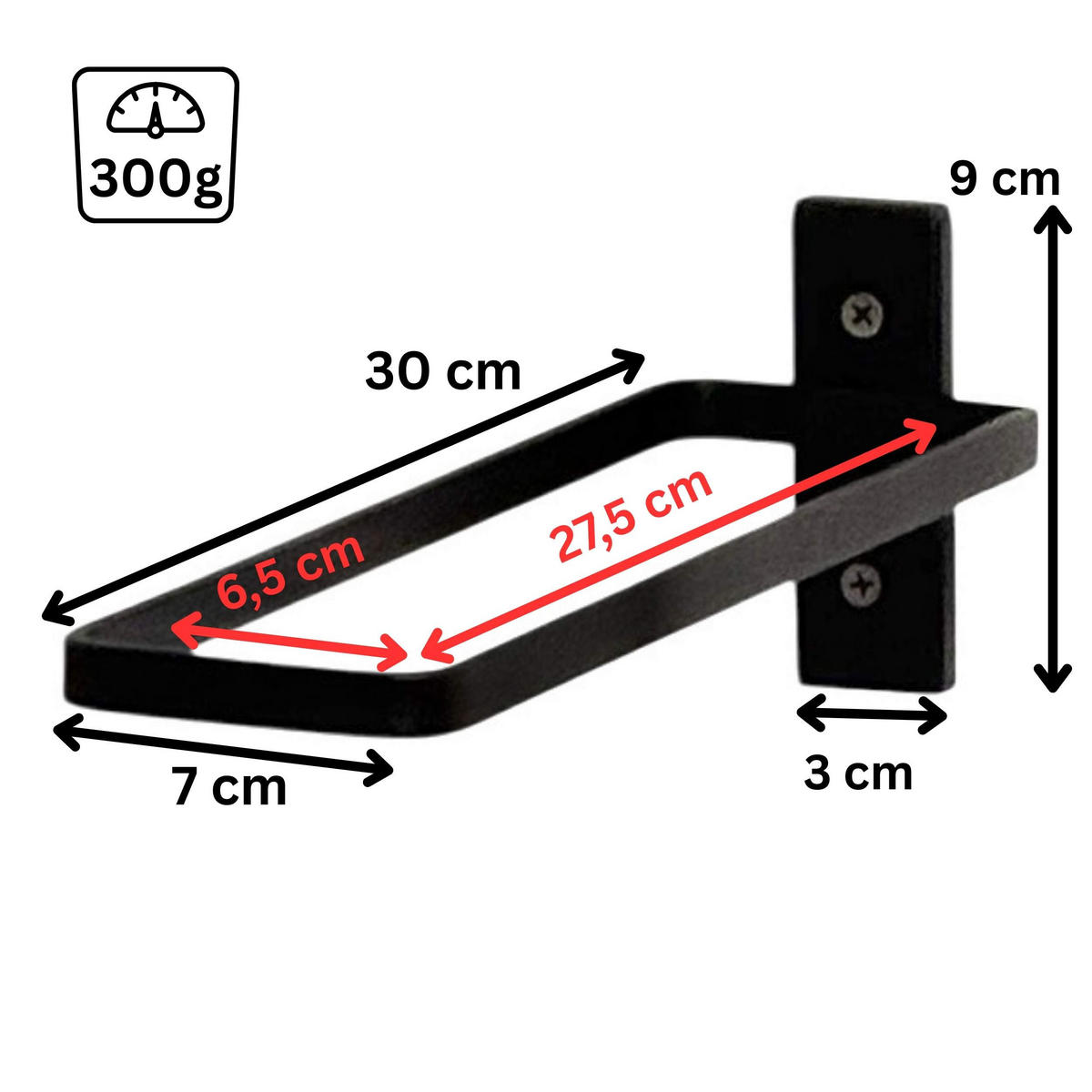 WEINREGAL 3er Set Metall Schwarz 30 cm - Schwarz, Metall (30/9/7cm) - DanDiBo