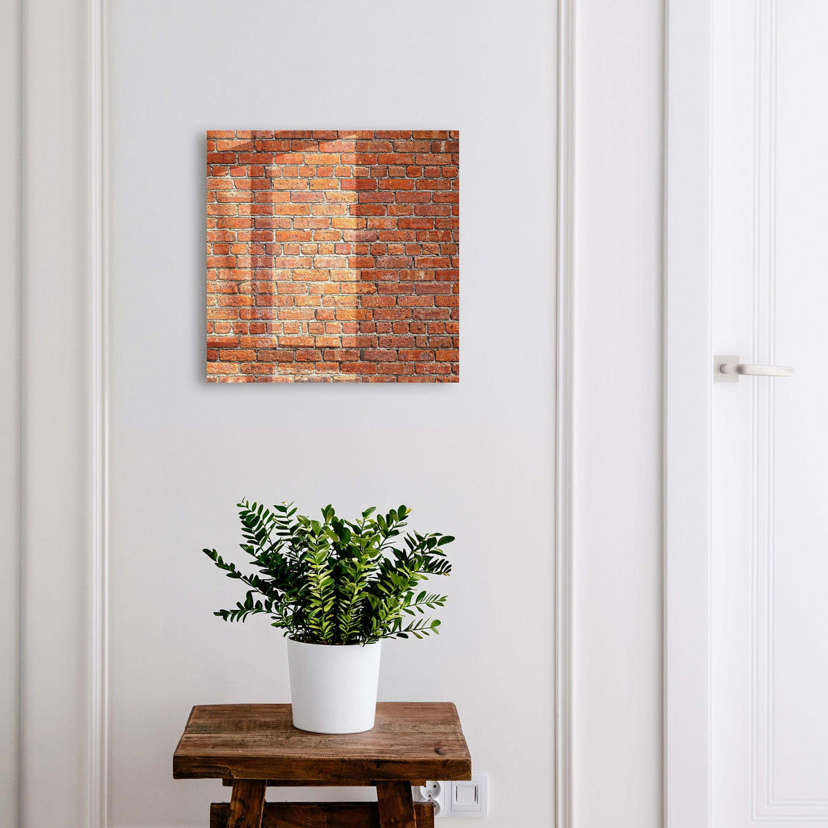 SCHLÜSSELBOX Schwarz 30x30 cm- Türöffnung nach rechts - Ziegelmauer - Rot, Metall (30/30/5cm) - TULUP