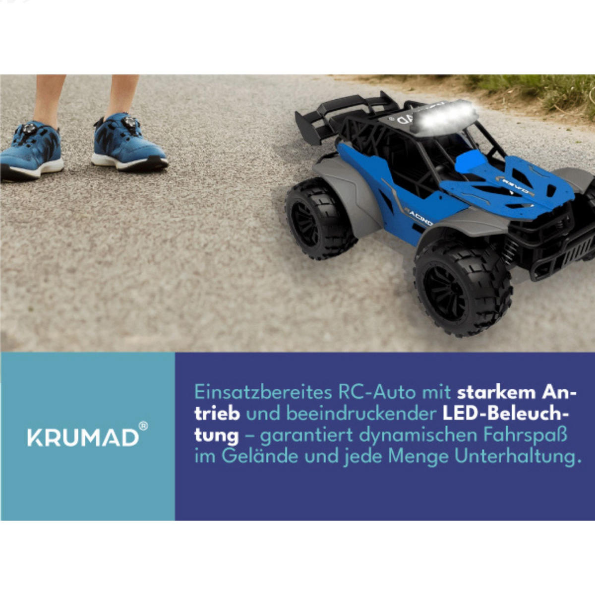 FERNGESTEUERTES RC AUTO für Kinder Offroad Spielzeugauto - Dunkelgrün, Kunststoff (15/9/23cm) - KRUMAD