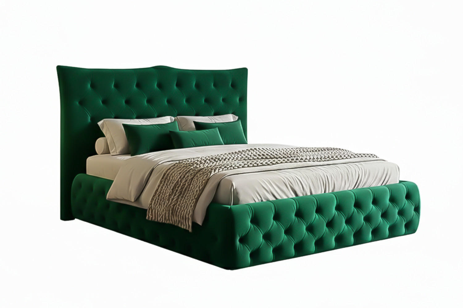POLSTERBETT BERTINI Grün Velvet - Grün, Textil (180/200cm) - KAWOLA