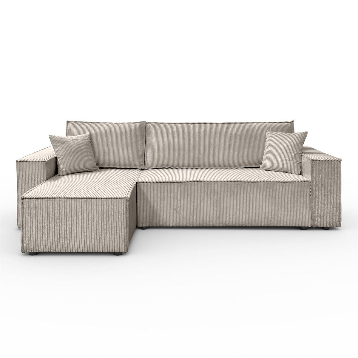GEPOLSTERTES Ecksofa CARLOS L, Poso 02 - Beige, Textil (247/143cm) - Lookway