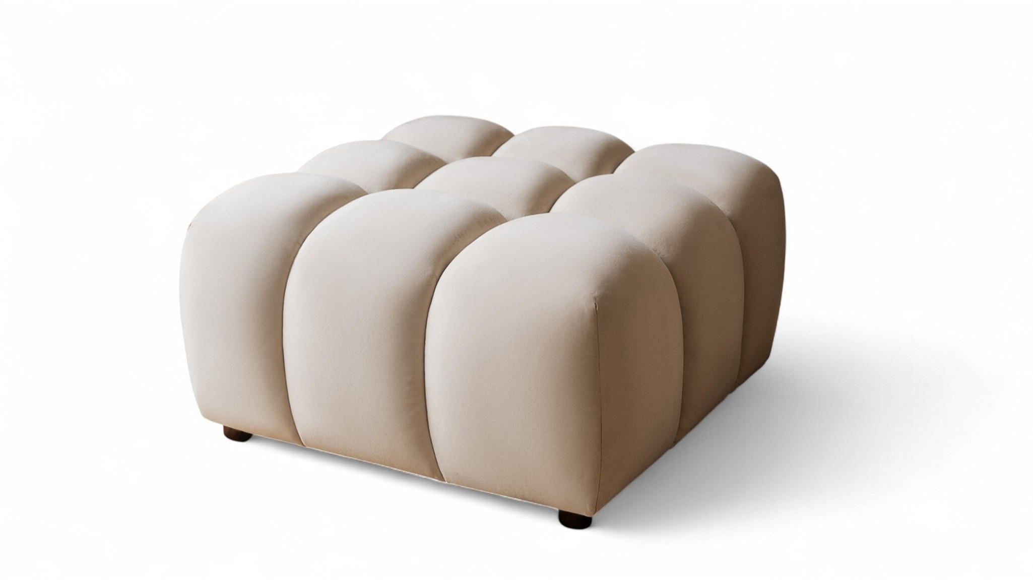 POLSTERHOCKER Flow - Creme, Holzwerkstoff/Textil (96/42/96cm) - Fun Möbel