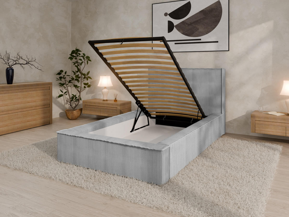 POLSTERBETT SANA100x200cm Elegantes Polsterbett für modernen Wohnstil , Federkernmatratze ELDAR (18cm), grau - Grau, Holz (100/200cm) - Panda Möbel