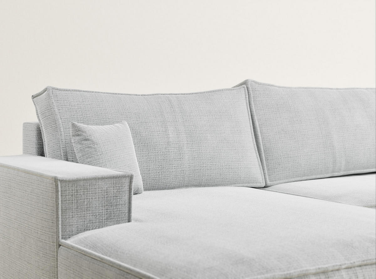 WOHNLANDSCHAFT Kyoto Grau Chenille-Stoff - Schwarz/Grau, Holz/Holzwerkstoff (398/70/148cm) - Maison de Reve