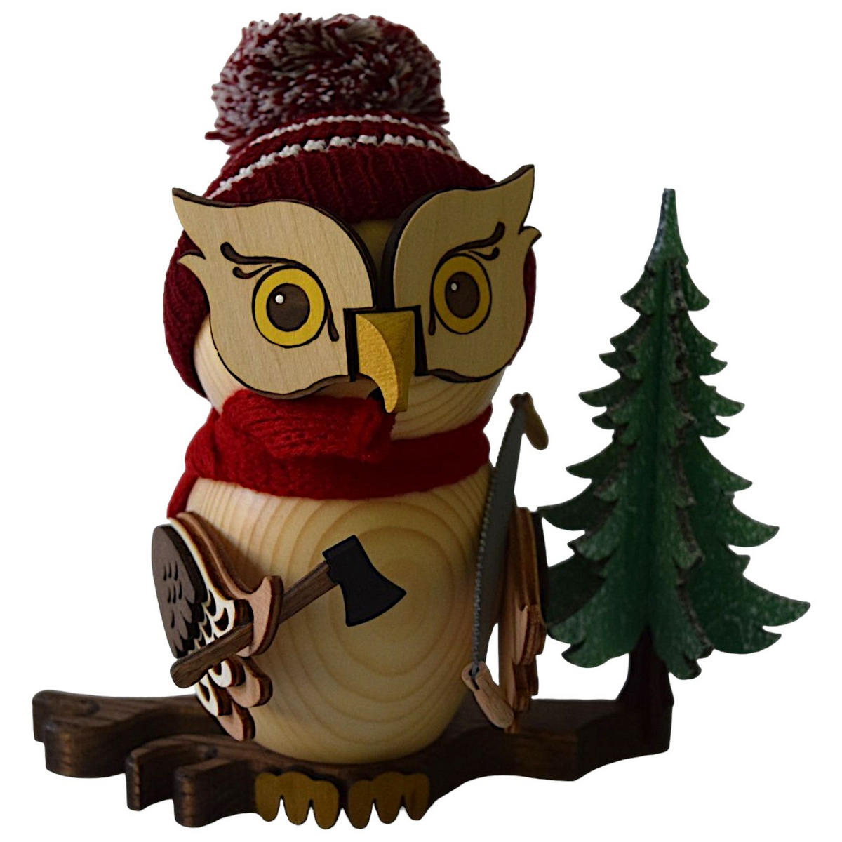 RAUCHFIGUR Eule Waldarbeiter 15 cm - Multicolor, Holz (10/15/10cm)