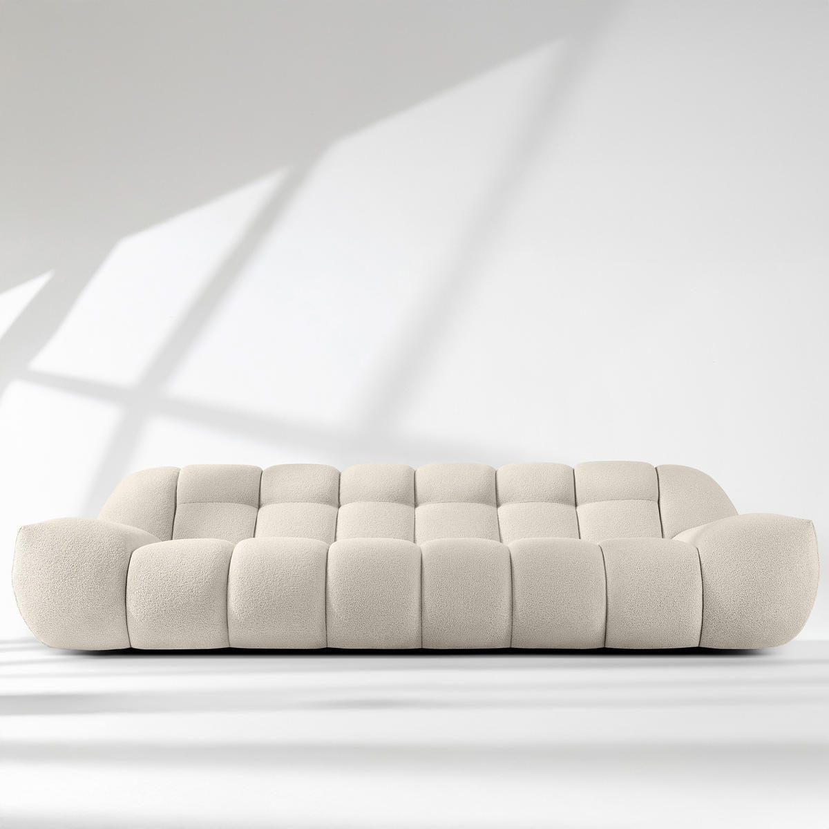 EINZELSOFA VENA Bouclé, Weiß - Weiß, Holz/Textil (254/72/105cm) - KONSIMO®