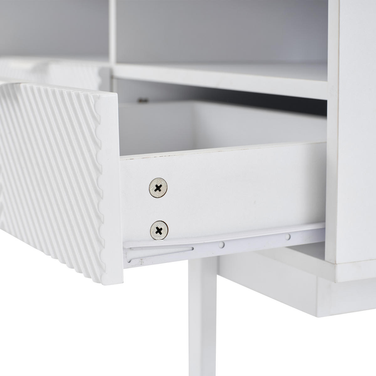 TV-ELEMENT in Weiß TV Schrank mit Stauraum,Schubladen,B200/T40/H51cm - Weiß, Holzwerkstoff/Metall (200/51/40cm) - STILVORA