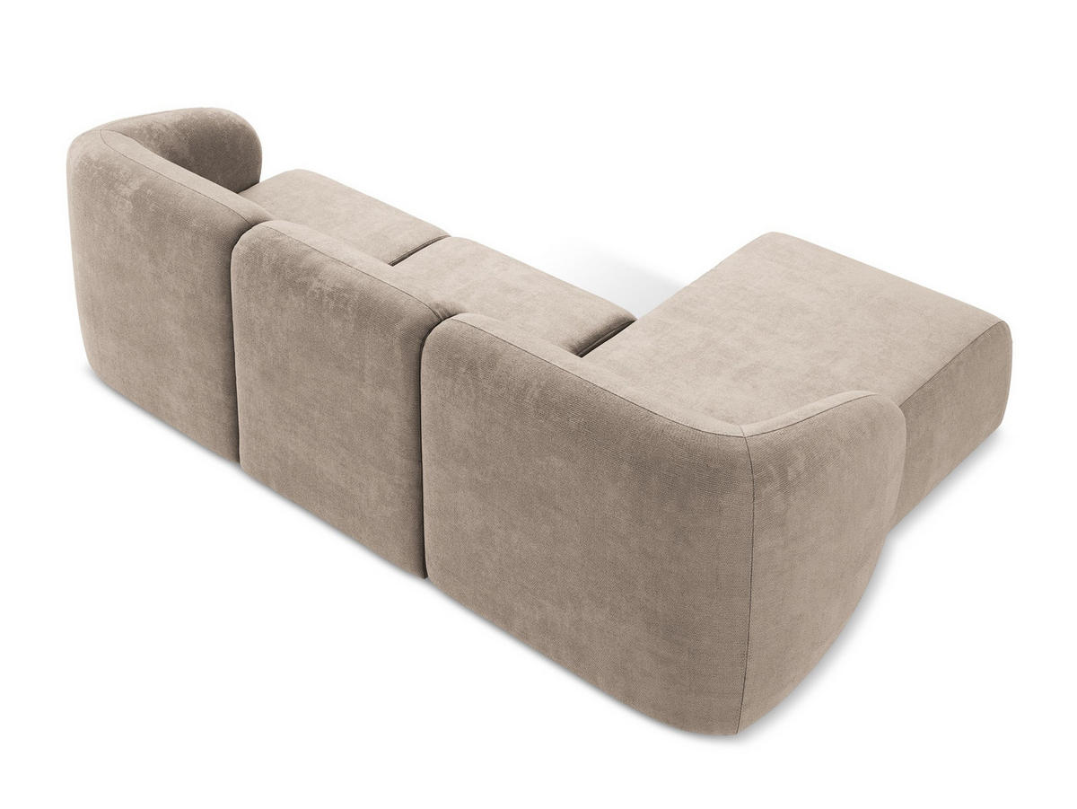 ECKSOFA Links Chenille Stoff Beige - Schwarz/Cappuccino, Holzwerkstoff/Kunststoff (248/166cm) - Makamii