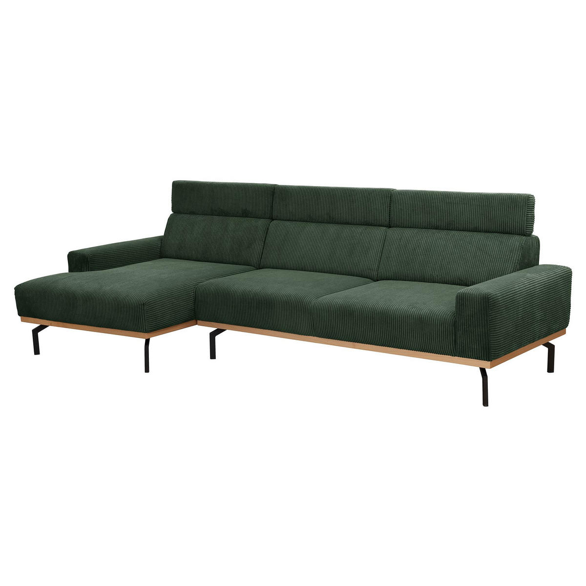 ECKSOFA mit Longchair links Katrien Cordstoff dunkelgrün - Dunkelgrün, Kunststoff (135/280cm) - 58aufmkessel