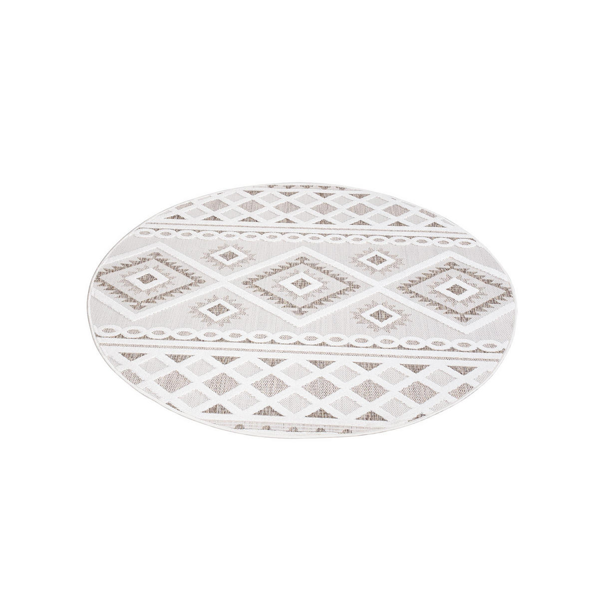 OUTDOOR-TEPPICH Santorini 435 Creme 120x120 cm Rund - Creme, Textil (120/120cm) - carpet city