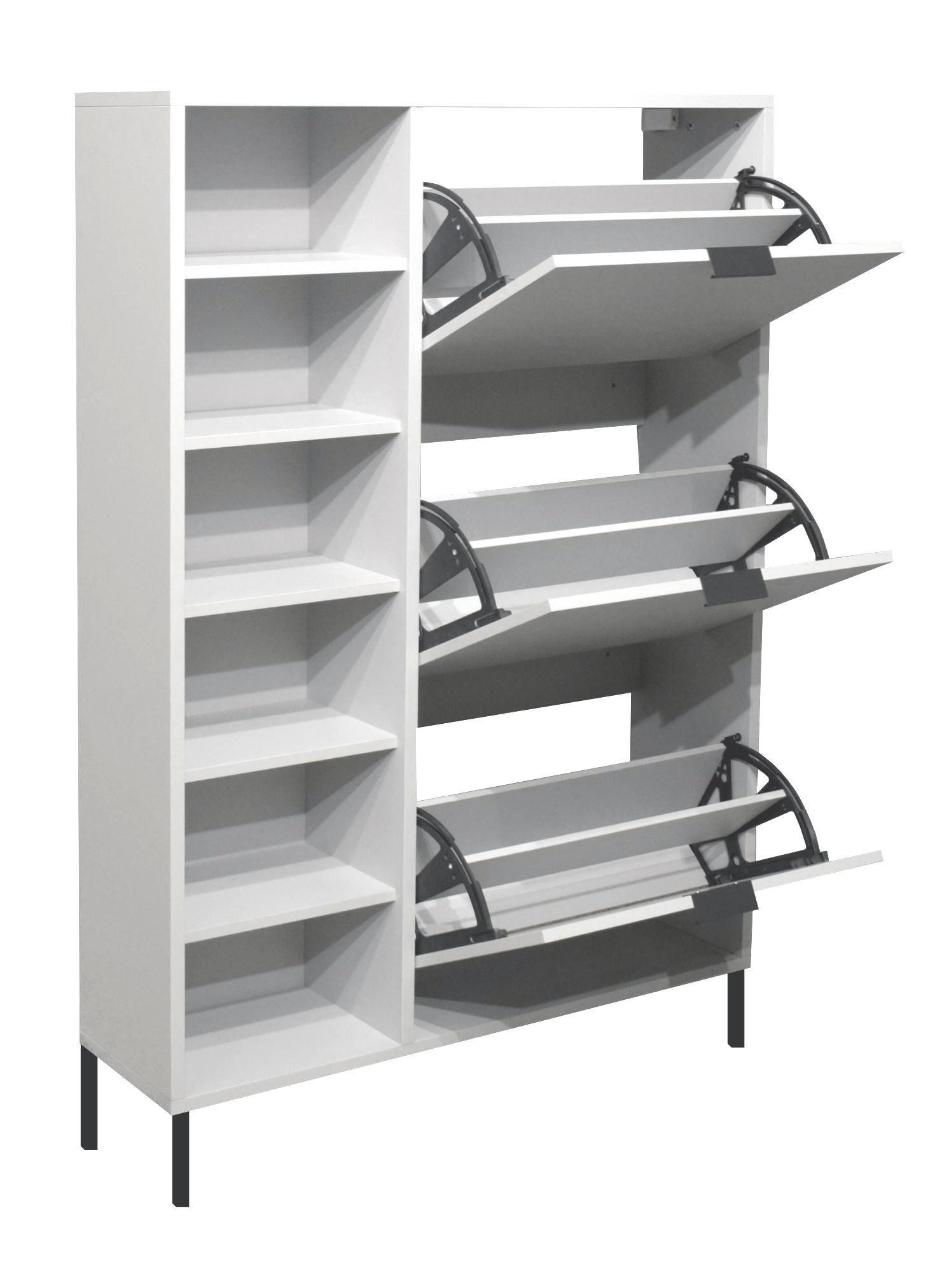 SCHUHSCHRANK Erna 95x25x141 Kreidegrau matt Lack - Hellgrau, Holzwerkstoff (95/141/25cm) - 58aufmkessel