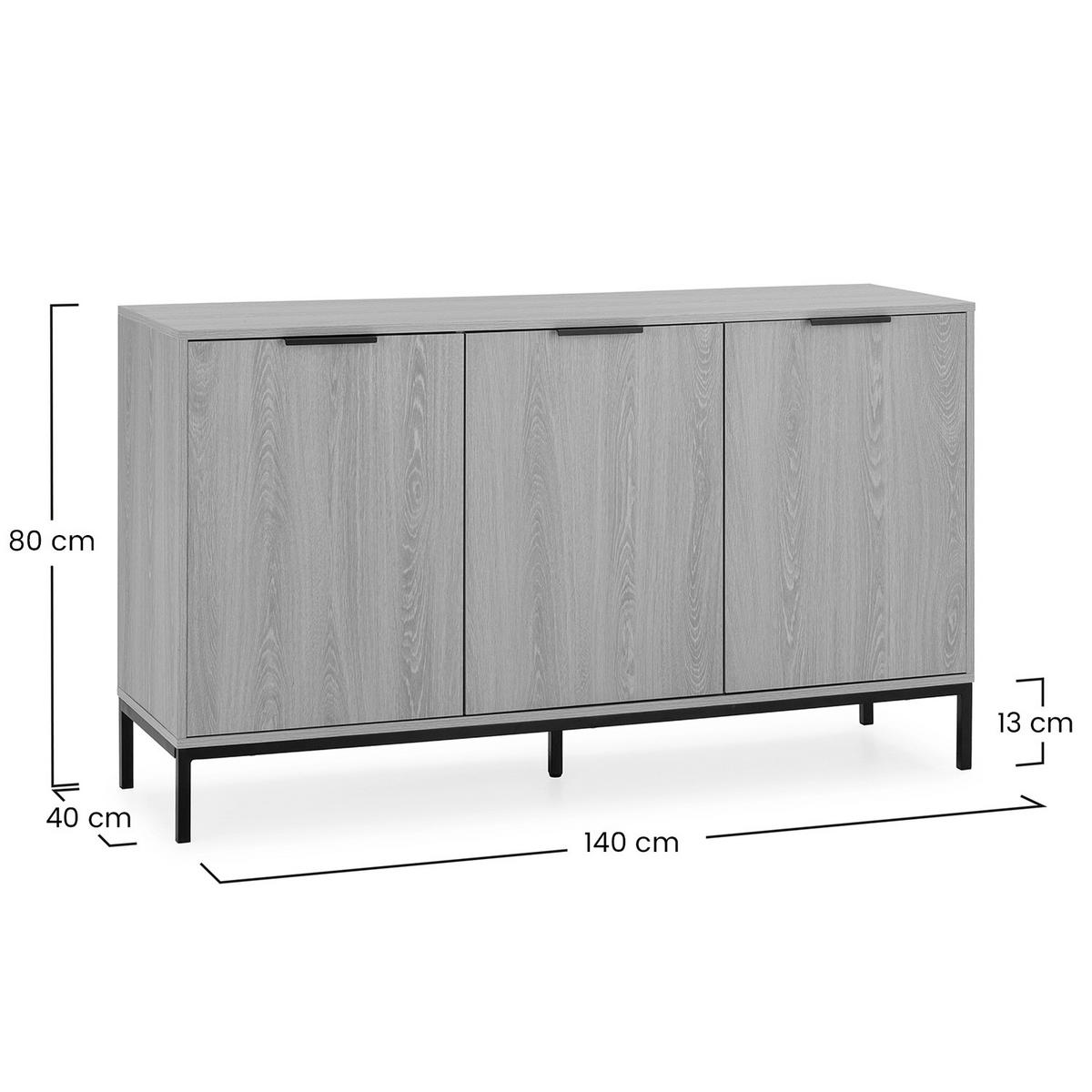 SIDEBOARD Auri 3 türen Eichenfarbe - Honigeiche, Holzwerkstoff (140/80/40cm)