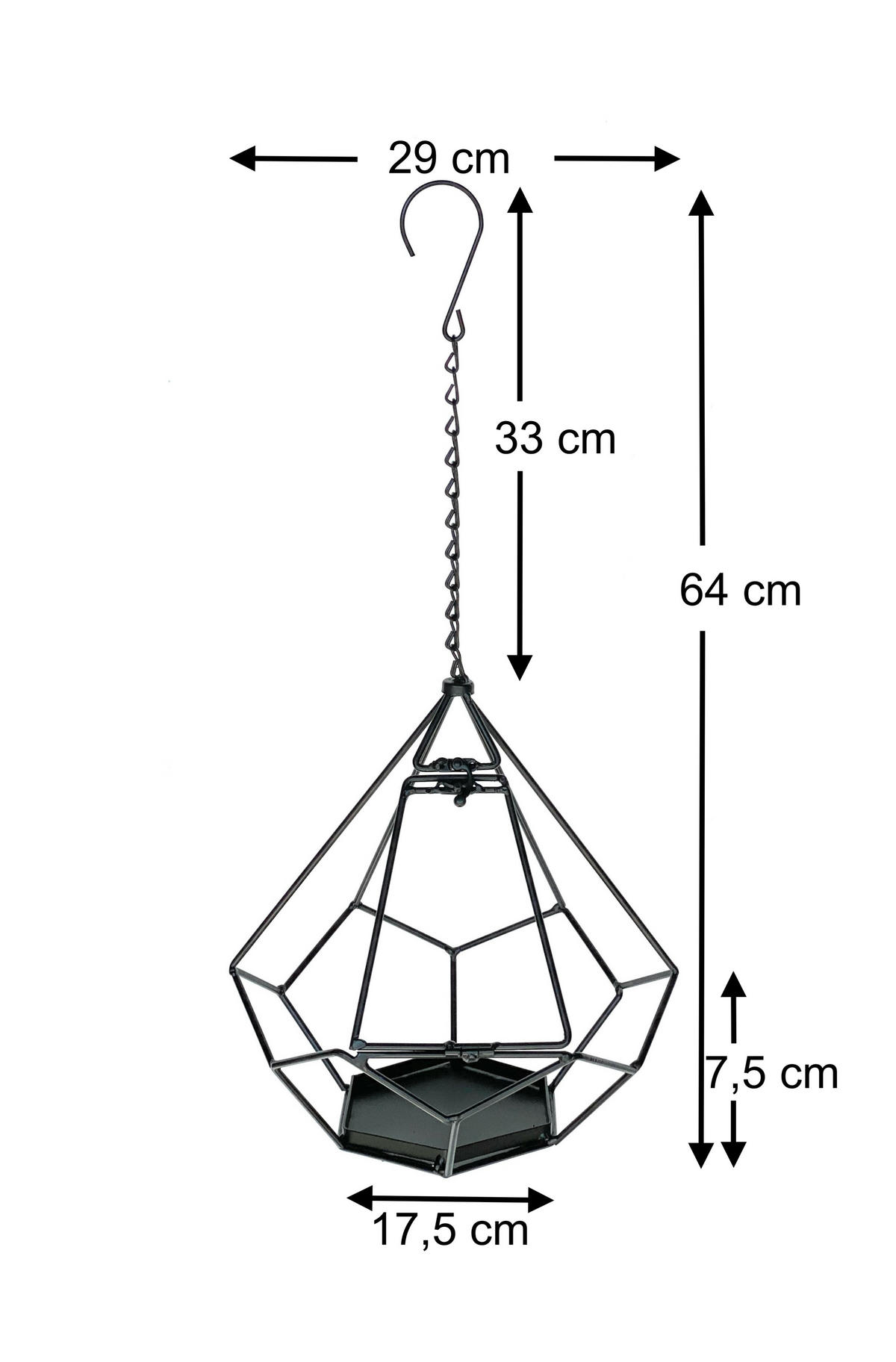 BLUMENAMPEL Innen Metall Wand 64 cm 96075 S mit Tür 6 Ecken - Schwarz, Metall (29/64/29cm) - DanDiBo