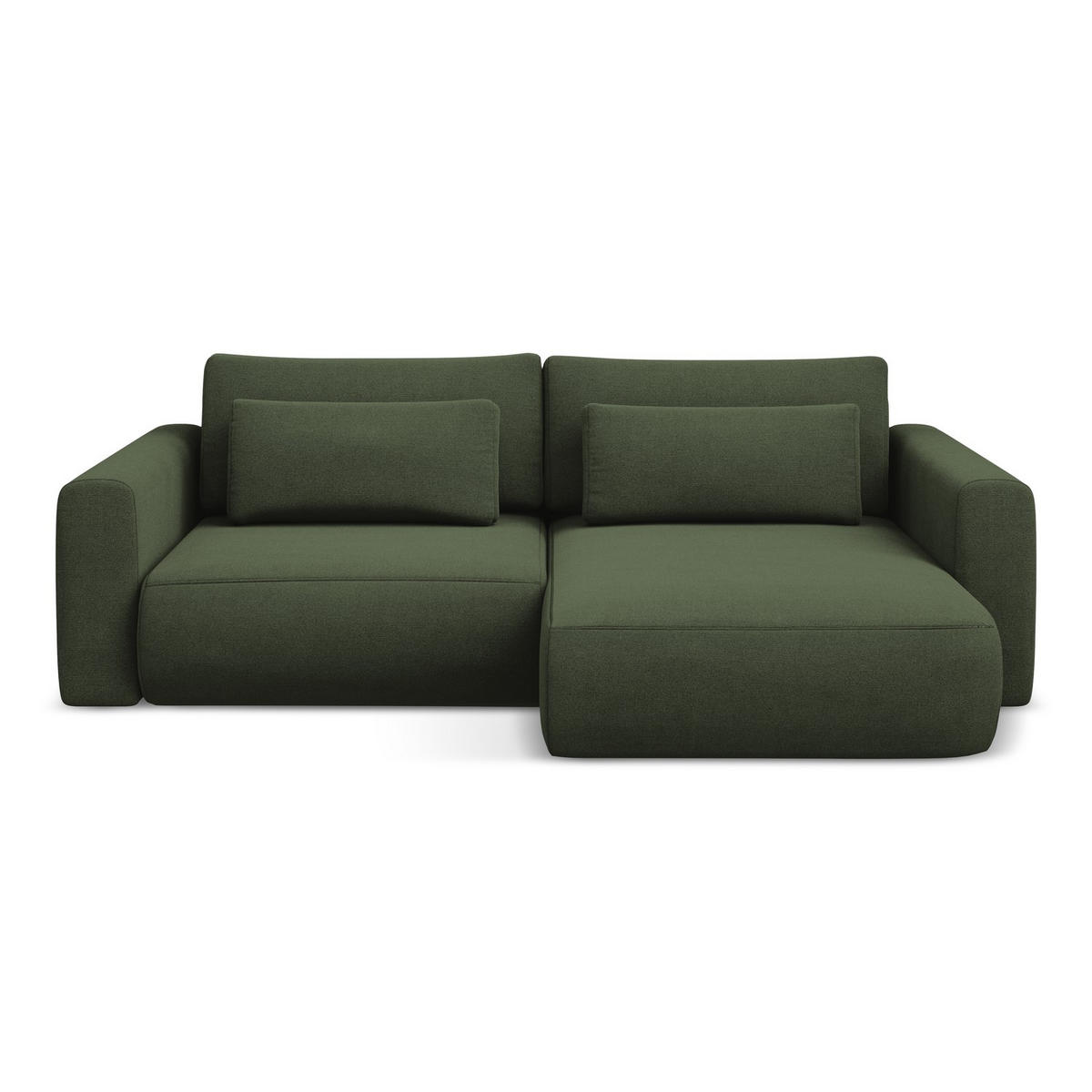 ECKSOFA mit Schlaffunktion Strukturstoff Stoff Grün - Schwarz/Olivgrün, Kunststoff/Textil (240/149cm) - LaMiaSofa