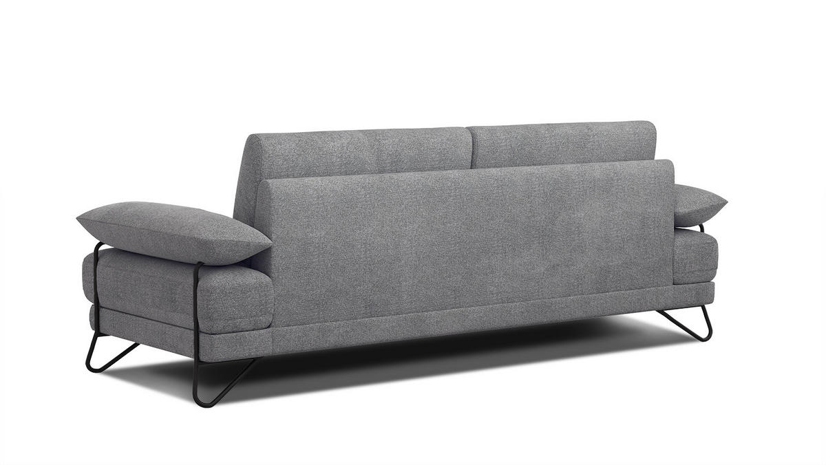 SOFA LORI 3-Sitzer, grau - Schwarz/Grau, Holzwerkstoff/Textil (245/87/96cm) - Courtois Laville