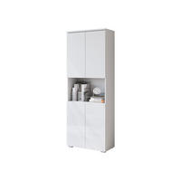 STANDREGAL Vera mit LED Beleuchtung - Weiß Hochglanz/Alufarben, Holzwerkstoff/Kunststoff (68/182/33cm) - MIRJAN24