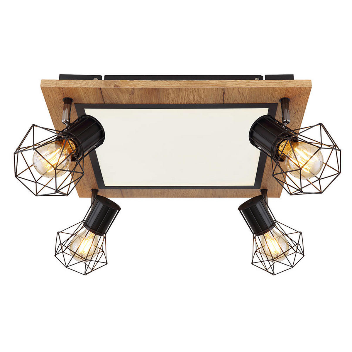 LED DECKENLEUCHTE MDF Schwarz Holzoptik - Schwarz, Metall (45/45/22.5cm) - Globo Lighting